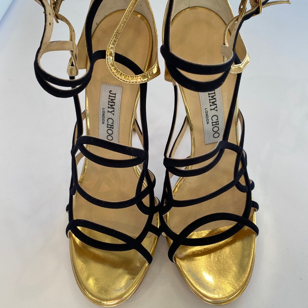 COPY - Jimmy Choo gold & black strappy heels